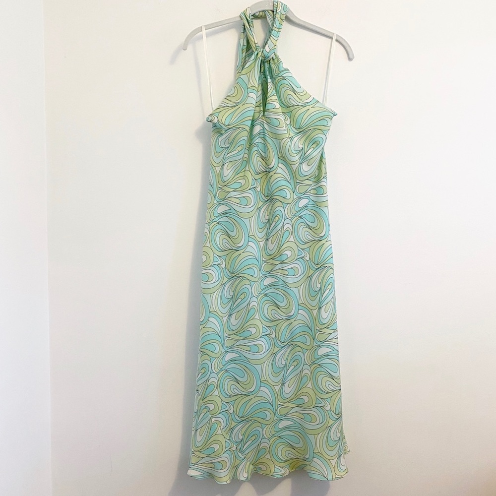 Michael Kors Groovy Pastel Silk Halter Dress